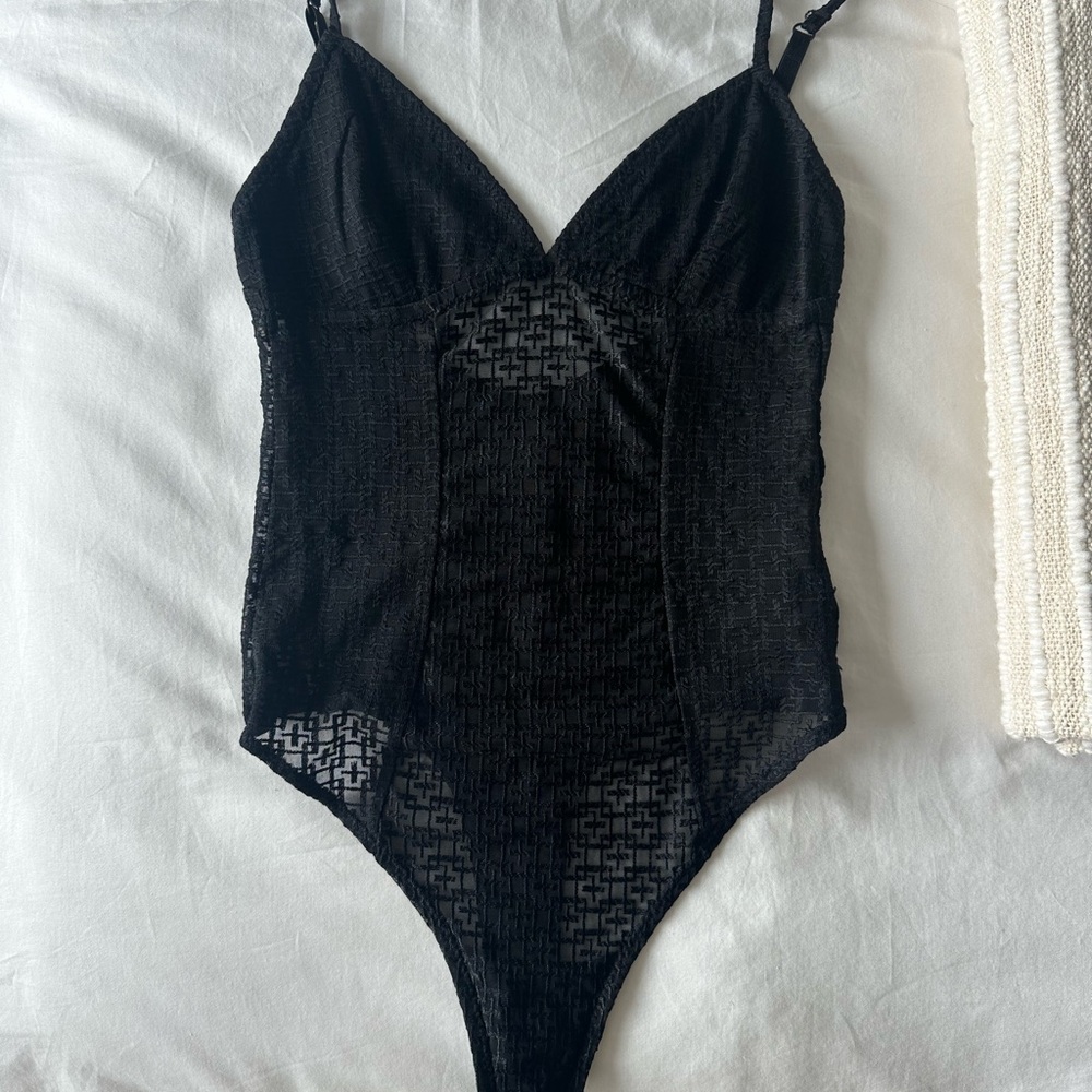 Ksubi Black Mesh Logo Bodysuit